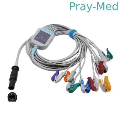 TPU سترة Mortara EKG كابل 12 دبوس Hypertronix Connecto AHA / IEC لون الرصاص الترميز