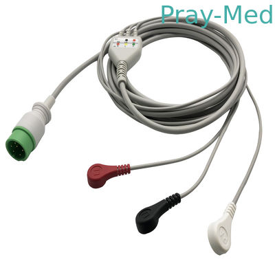 Zoncare Hwatime 3.6m TPU 6pin Ecg Cables and leadwire من أجل Snap / Clip
