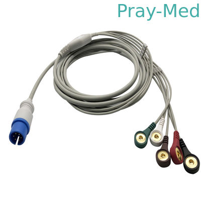 5 يؤدي 6pin MEK Physio Control Ecg Cable مع طرف المفاجئة