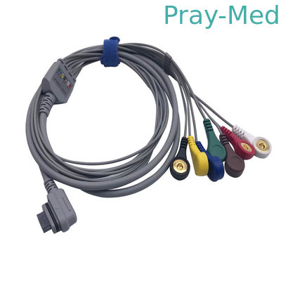 كابل المريض GE 7 الرصاص ECG 1.1m 16pin مع سترة TPU Snap AHA أو IEC