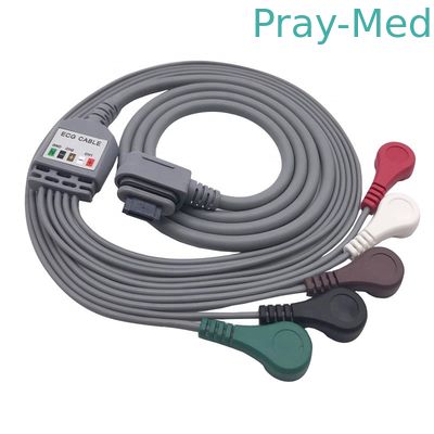 كابل هولتر ECG GE SEER المفاجئ 5/7 مع مشبك ، IEC 2.5m رمادي اللون 2008594-001 / 2008594-002 / 2008594-004