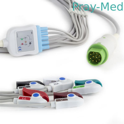 سيمنز دراجر 5 كابل المريض ECG الرصاص لمراقب المريض 10 دبوس موصل مع نهاية قرصة / المفاجئة