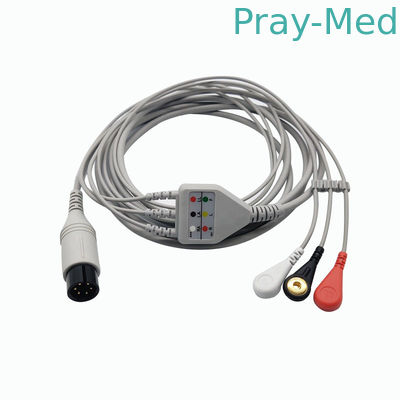 Mindray / Goldway ECG Patient Cable، 6 Pin Medical Ecg Cable With Snap / Grabber