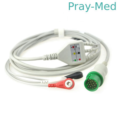 4.0 مم قطر Spacelabs Ecg كابل ، 3/5 كبل تخطيط القلب 17pin مع سلك الرصاص
