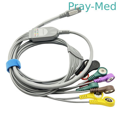 Jincomed 10 Lead Holter Cable ECG Cable رمادي 11pin Snap End 0.9m
