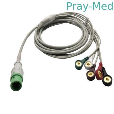 رمادي C30 C40 3.6m 12pins 5 كبل ECG الرصاص وأسلاك الرصاص للكومين